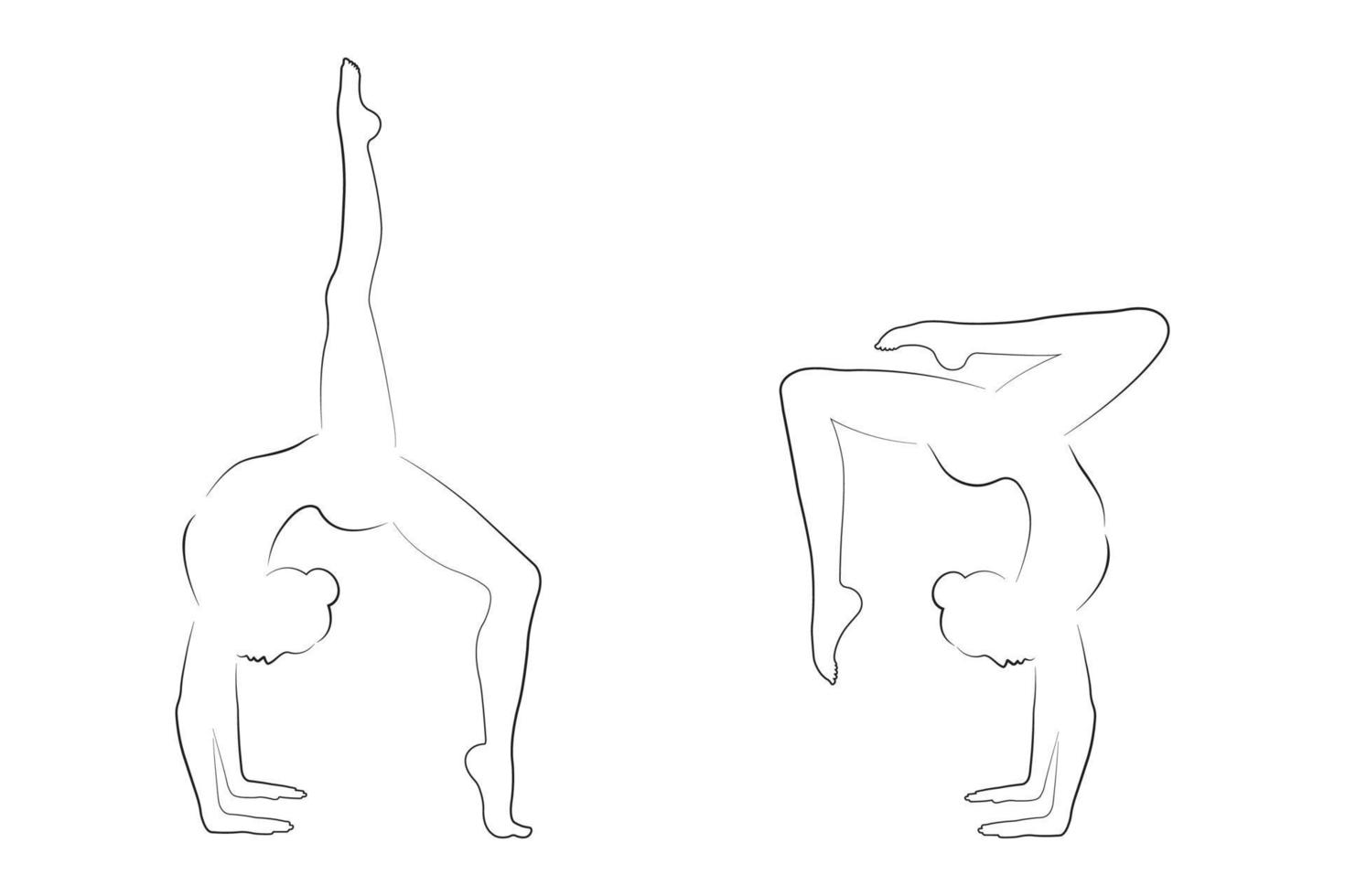 Woman line art sketch. Yoga, dance, fitness, pilates positions. vector