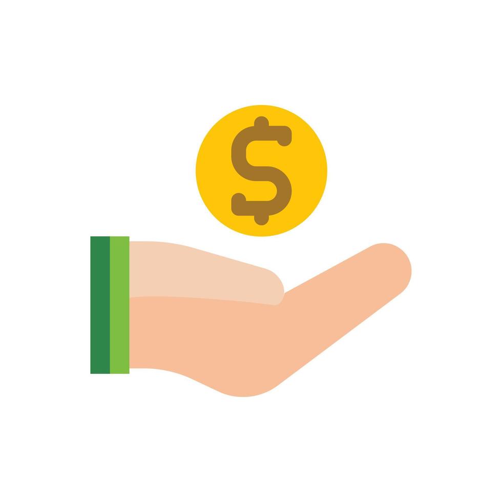 illustration vector icon flat earning, coin, gold, hand, transaction, money.