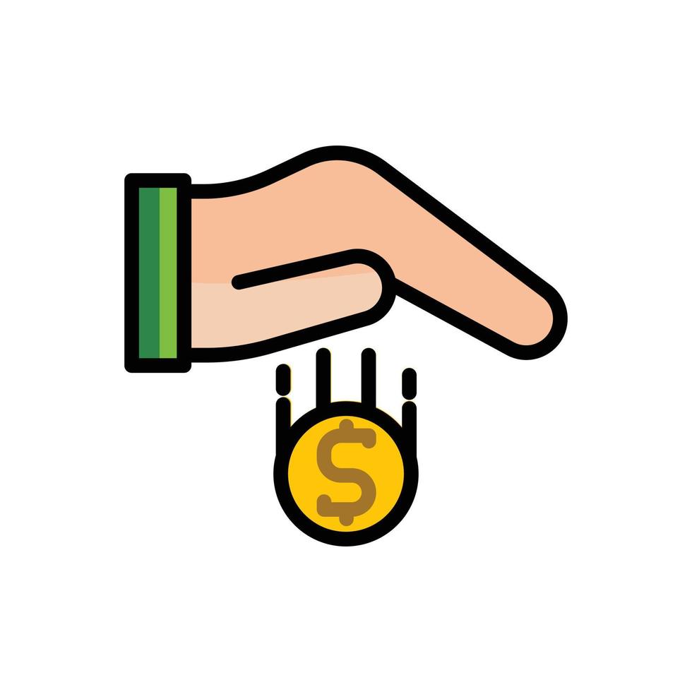 illustration vector icon flat earning, coin, gold, hand, transaction, money.
