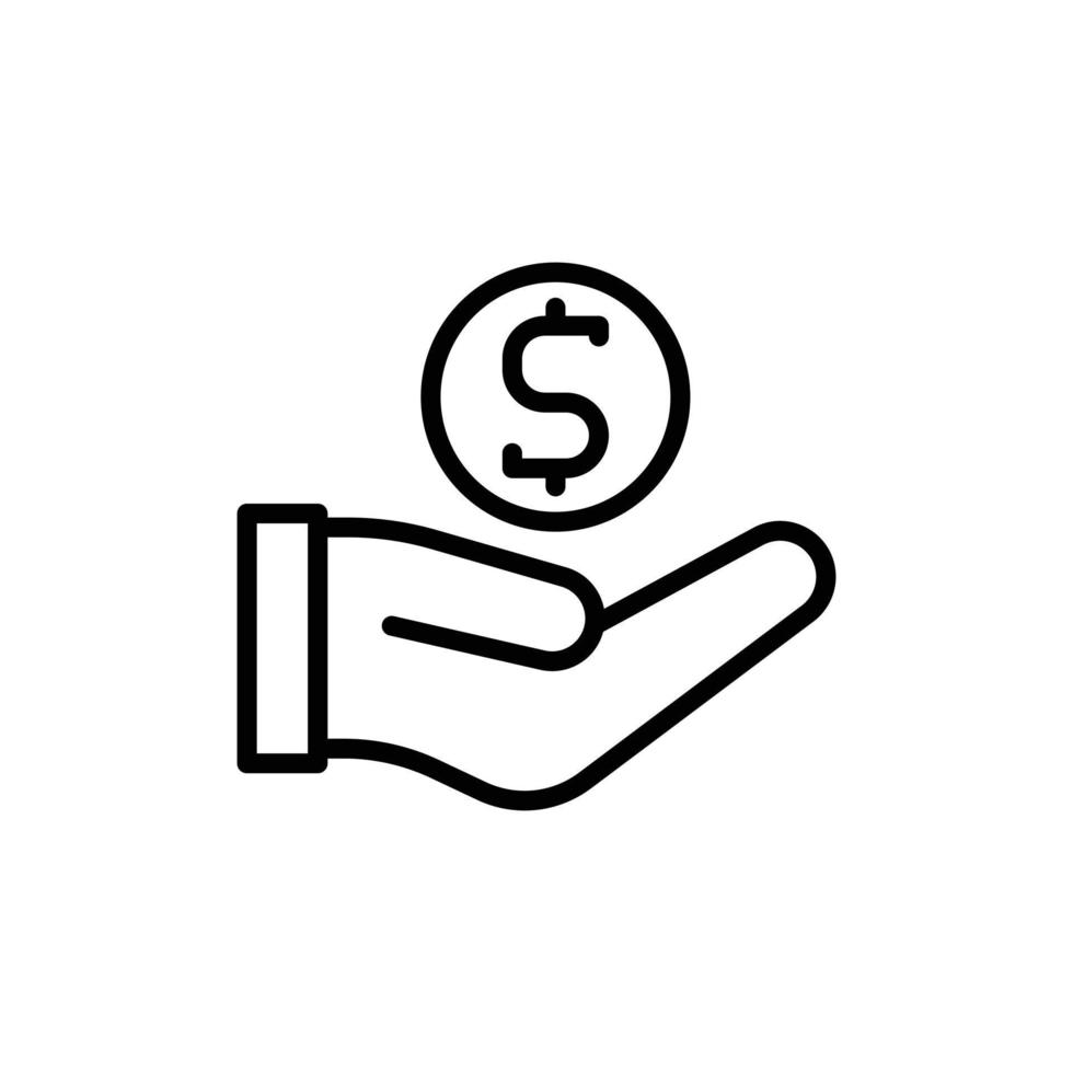 illustration vector icon earning, coin, gold, hand, transaction, money.