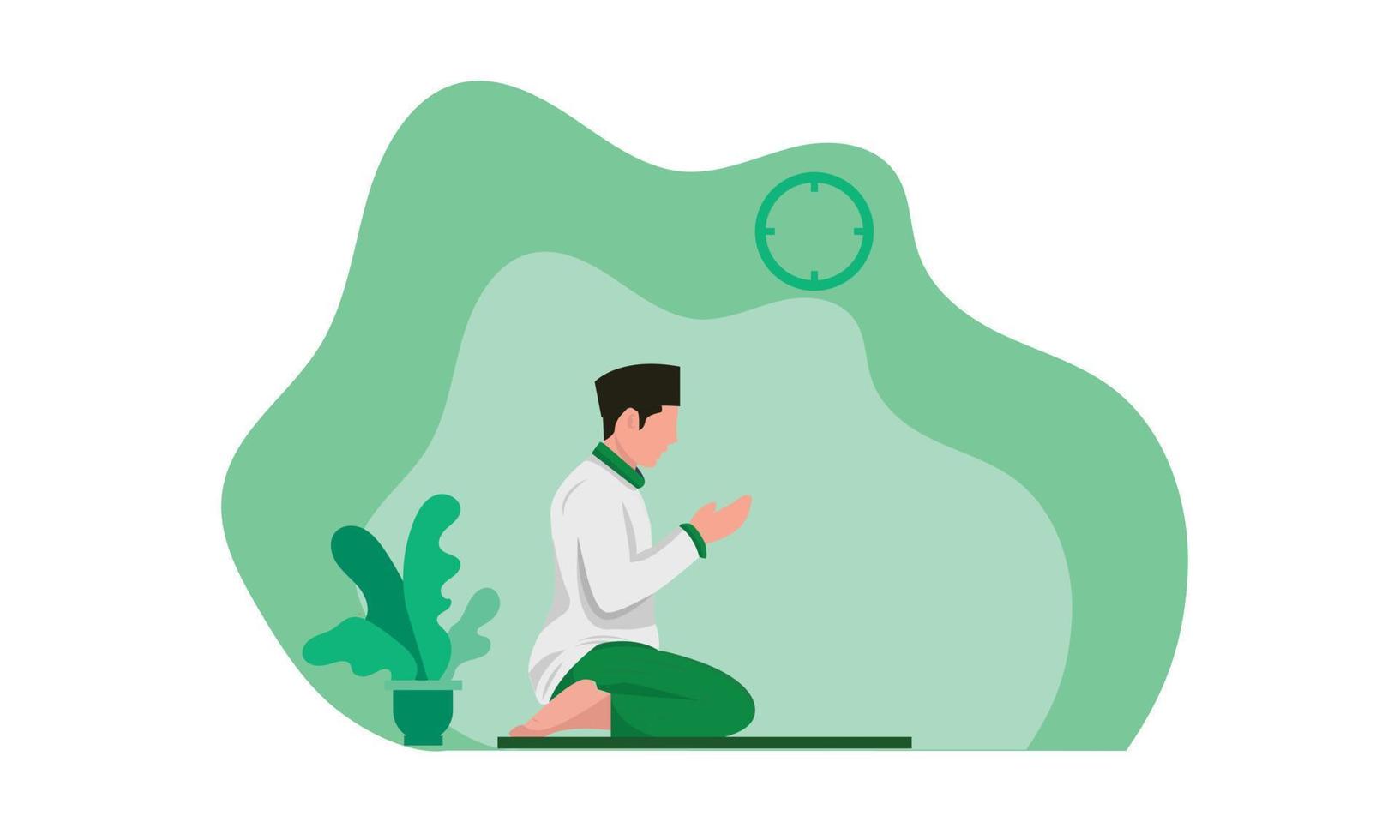 muslim man vector design illustration is praying, worshipping.