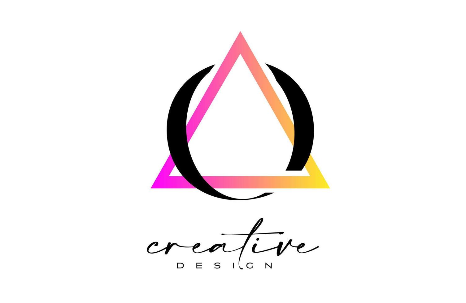 Letter O Logo inside a Triangle with creative Cut Design. vector