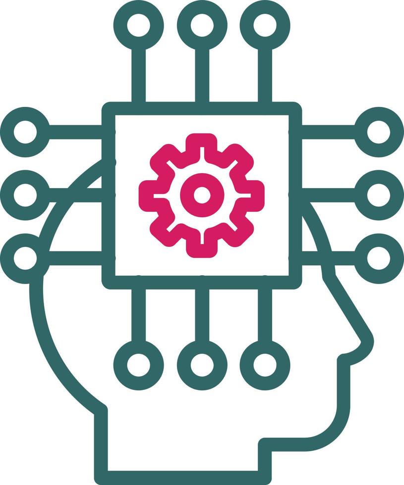 línea de inteligencia artificial de dos colores vector