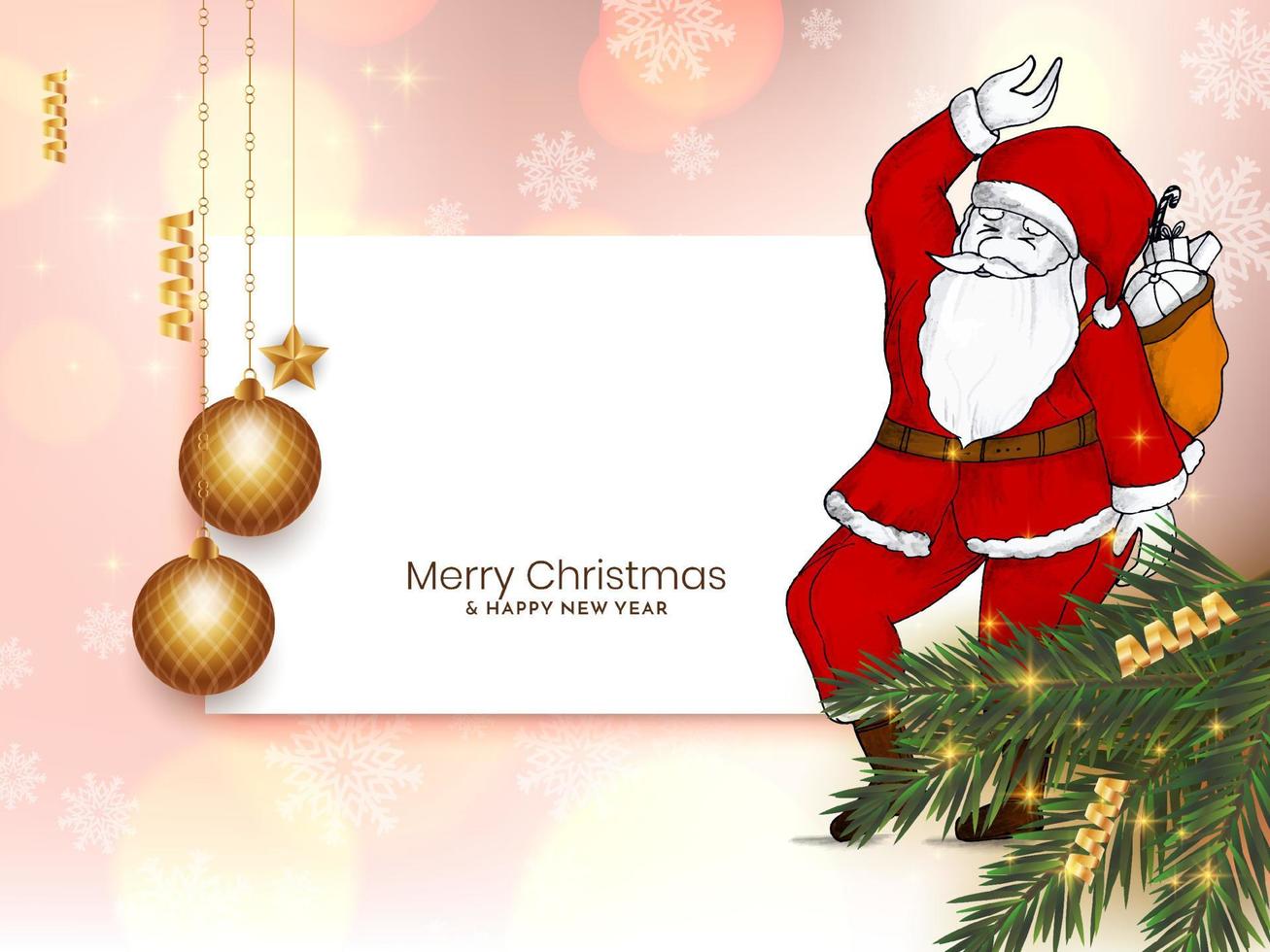 Merry Christmas festival decorative greeting background with santa claus vector