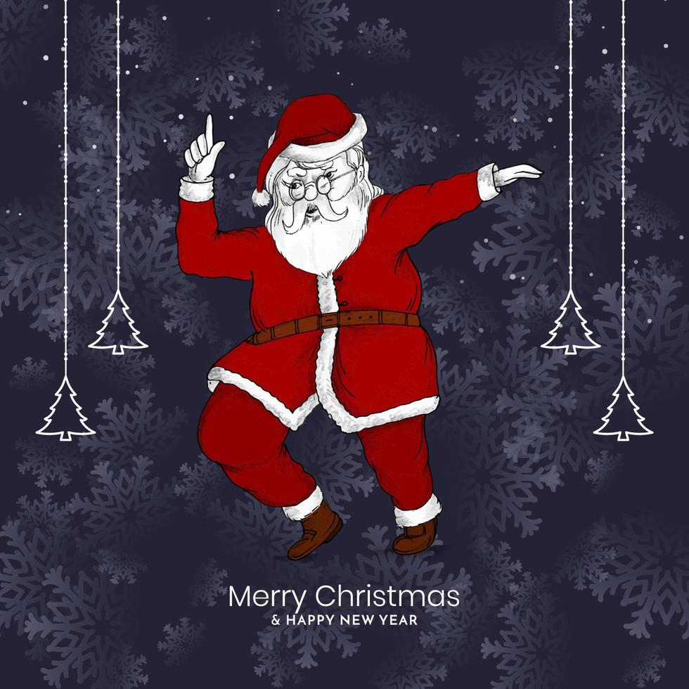 Merry Christmas festival background with dancing santa claus vector