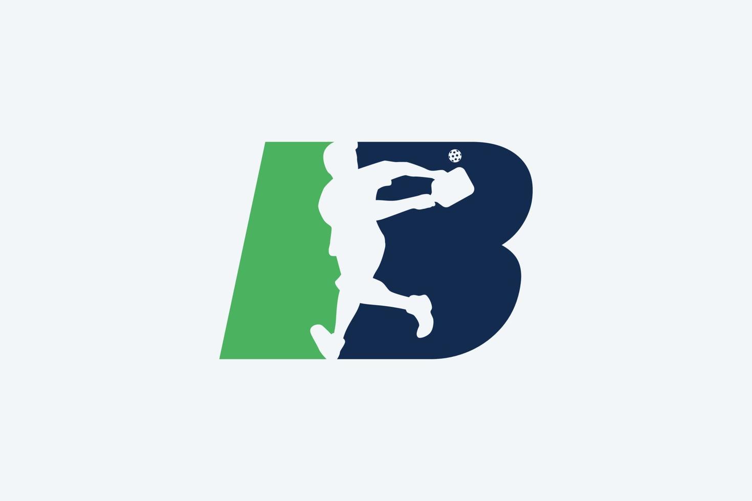 logotipo de pickleball con una combinación de la letra b y la silueta de un jugador de pickleball vector