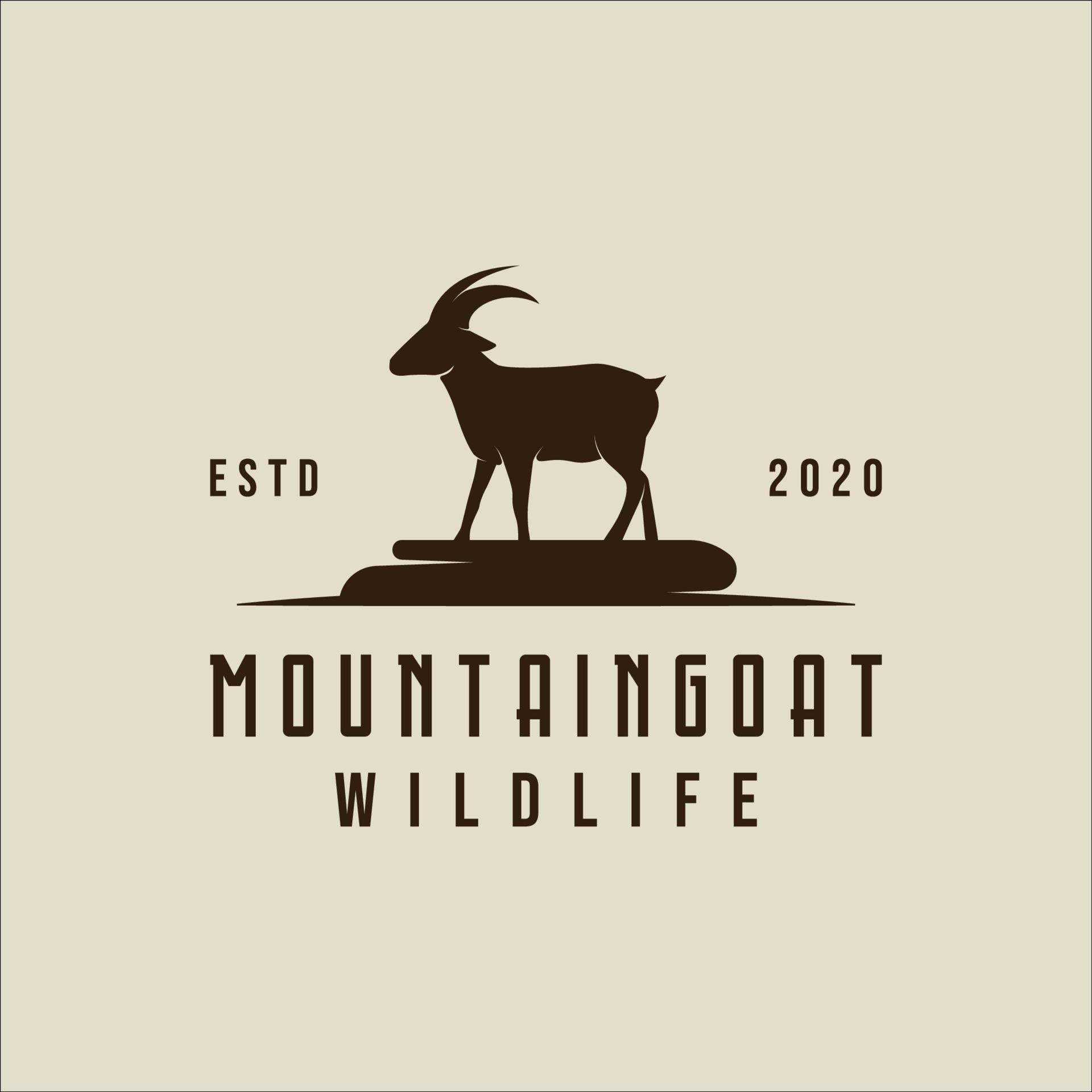 mountain goat logo vintage vector illustration template icon graphic
