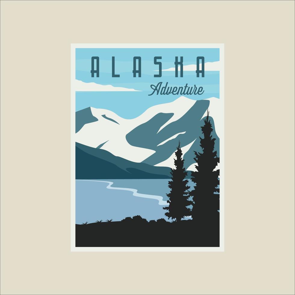 alaska travel vector poster illustration template graphic design. national park of united states of america banner for travel concept