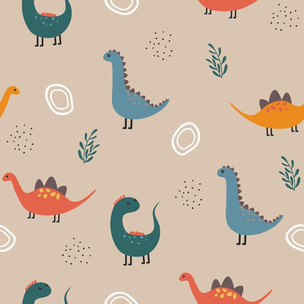 doodle dinosaurs pattern vector