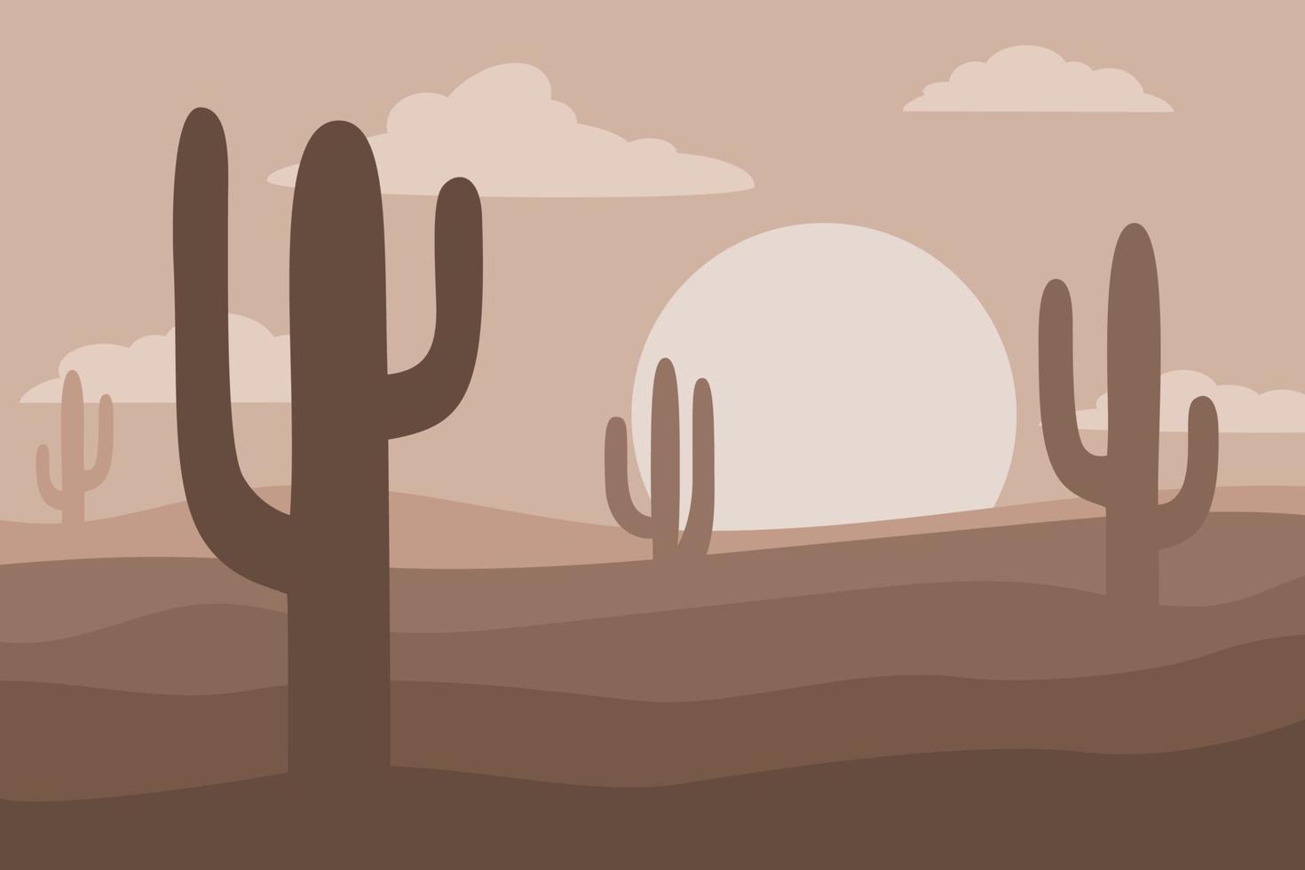 desert landsacpe with cactuses vector