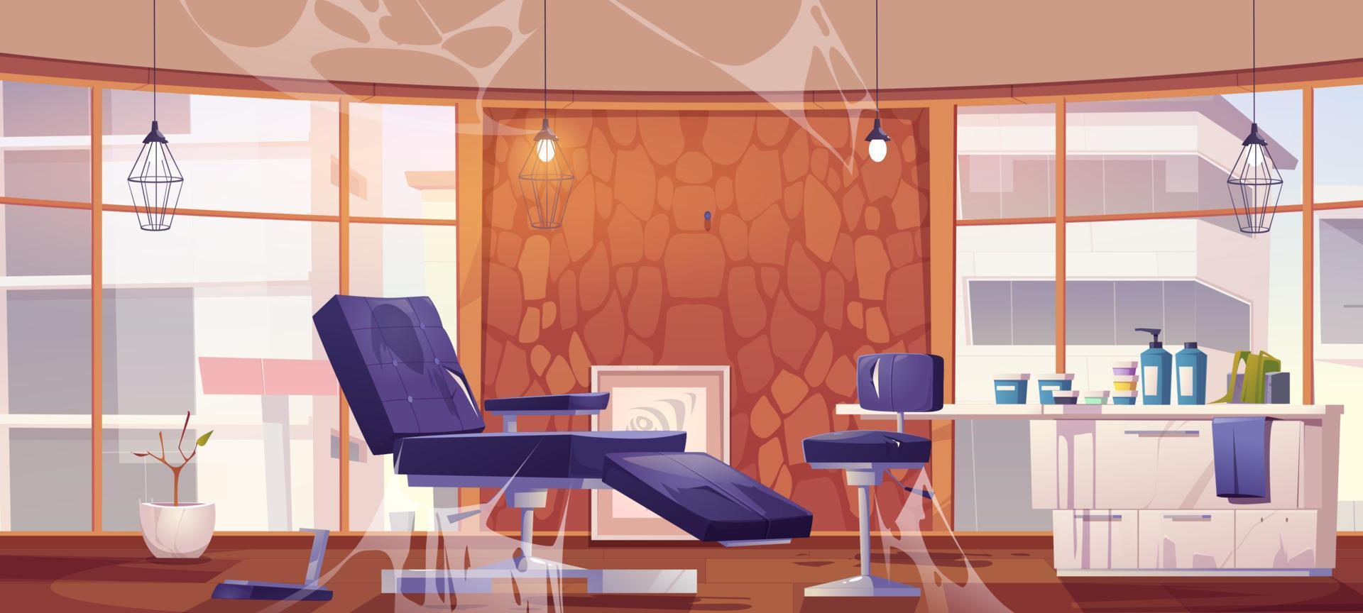 Abandoned tattoo studio or beauty salon interior vector