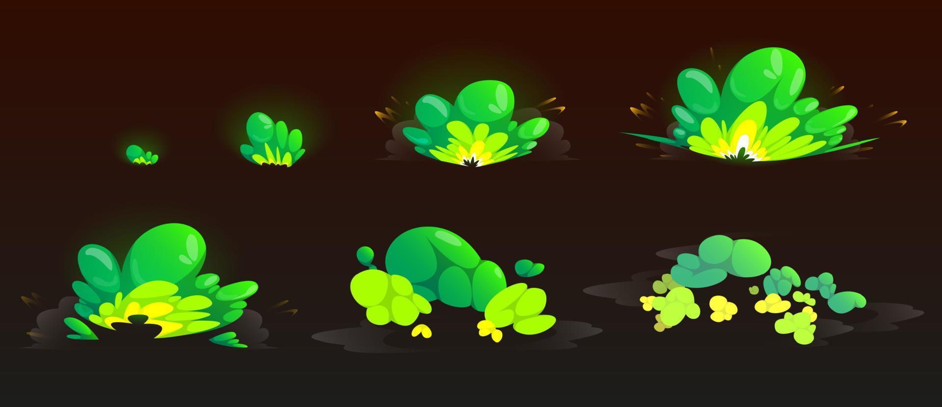 sprites de ráfaga verde para juegos o animación vector