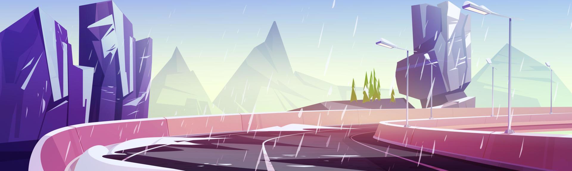 Car road in mountains at winter vector