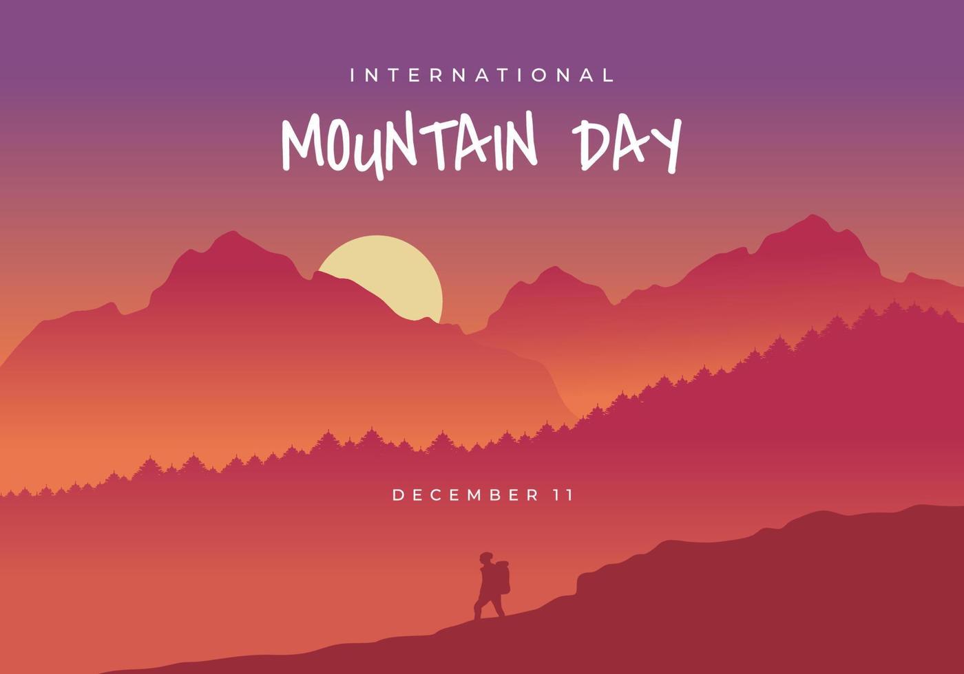 fondo del día internacional de la montaña celebrado el 11 de diciembre. vector