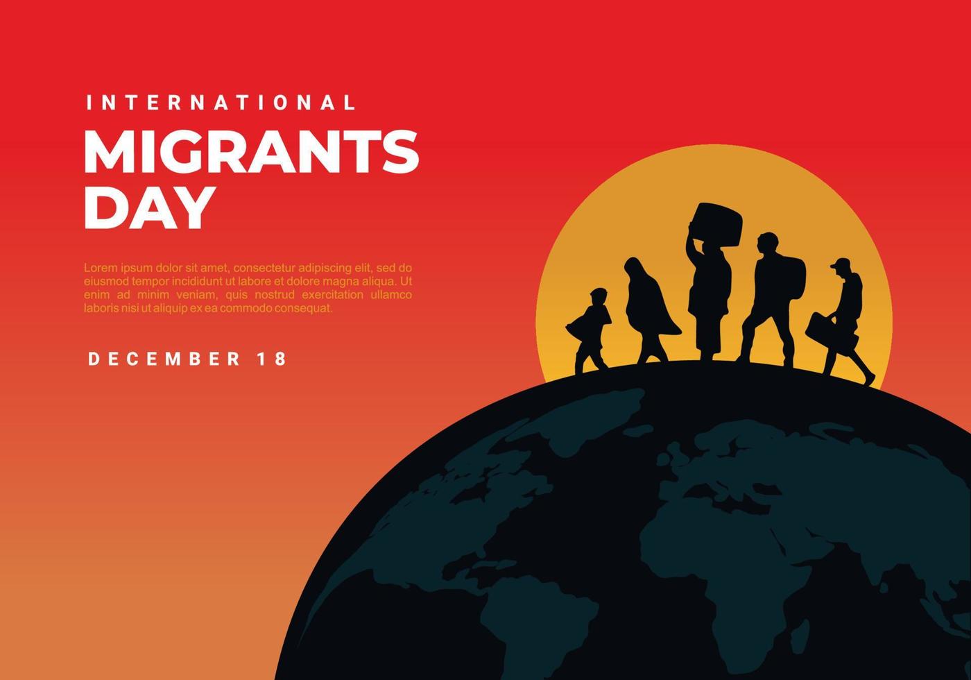 International migrants day background celebrated on december 18. vector