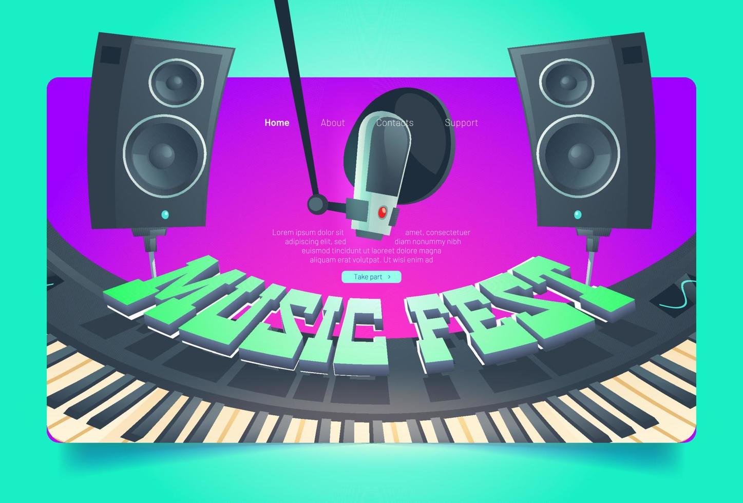 Music fest, live musical concert banner vector