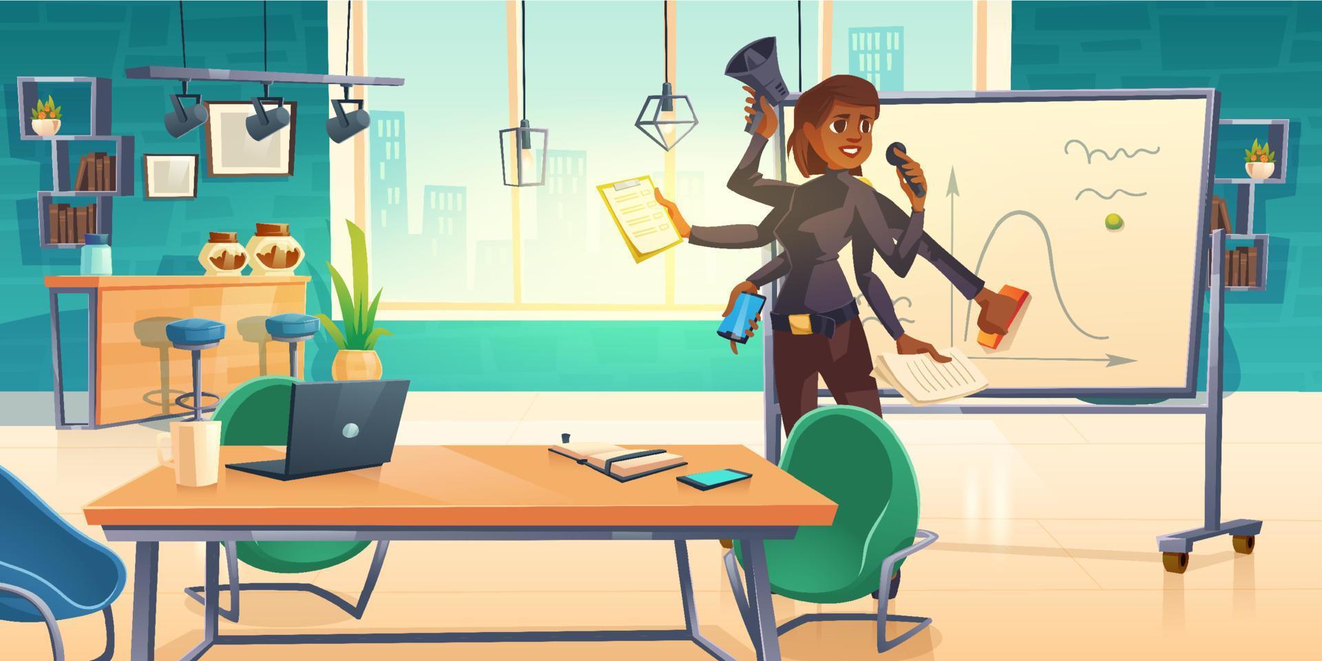 Business woman make presentation in office vector