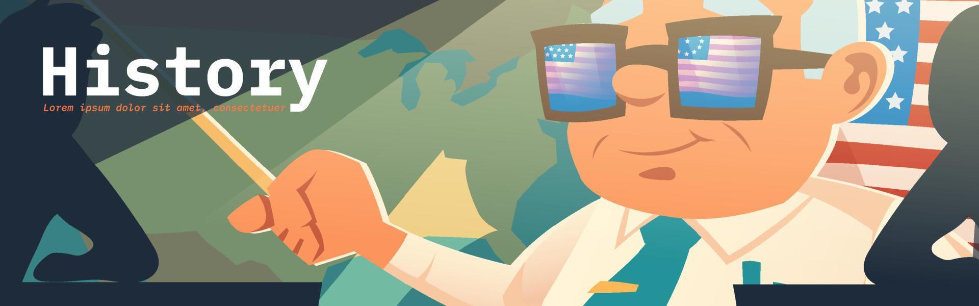 History banner with teacher and american flag 14484792 Vector Art at