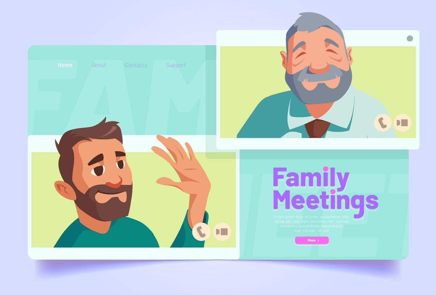 Family meeting by online videocall vector