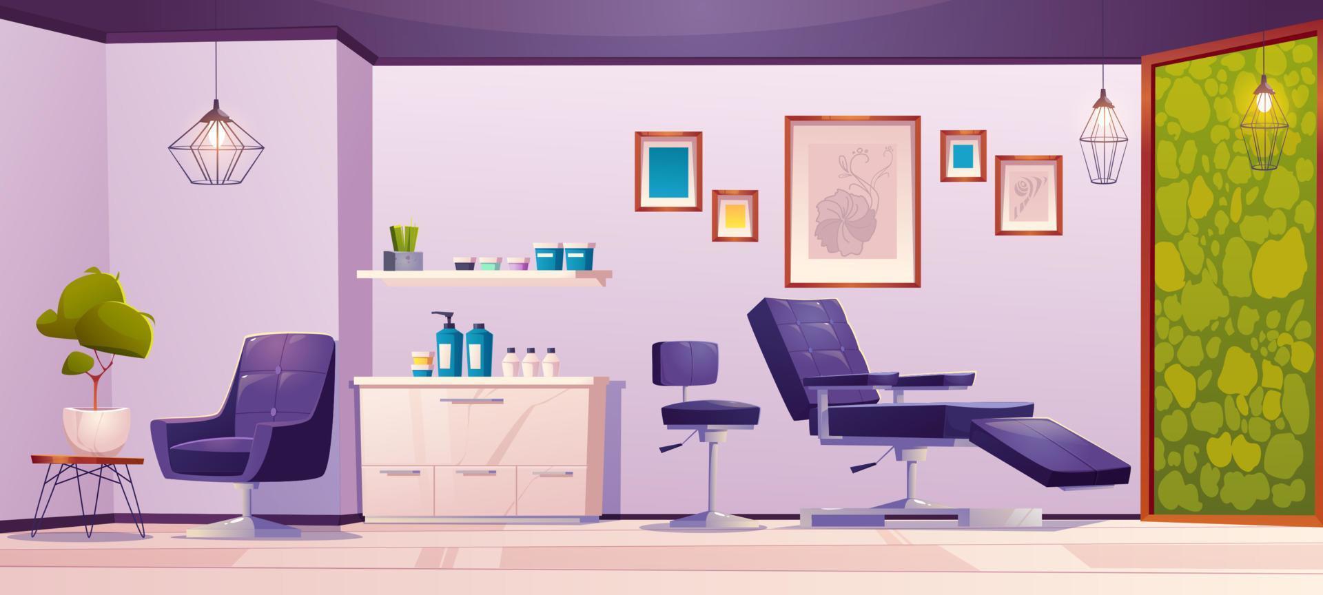 Tattoo studio or beauty salon interior, empty room vector