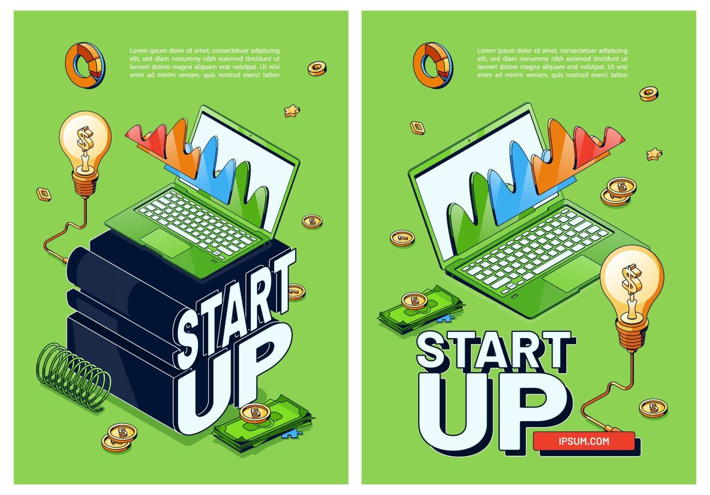 Vector posters of start up, new business