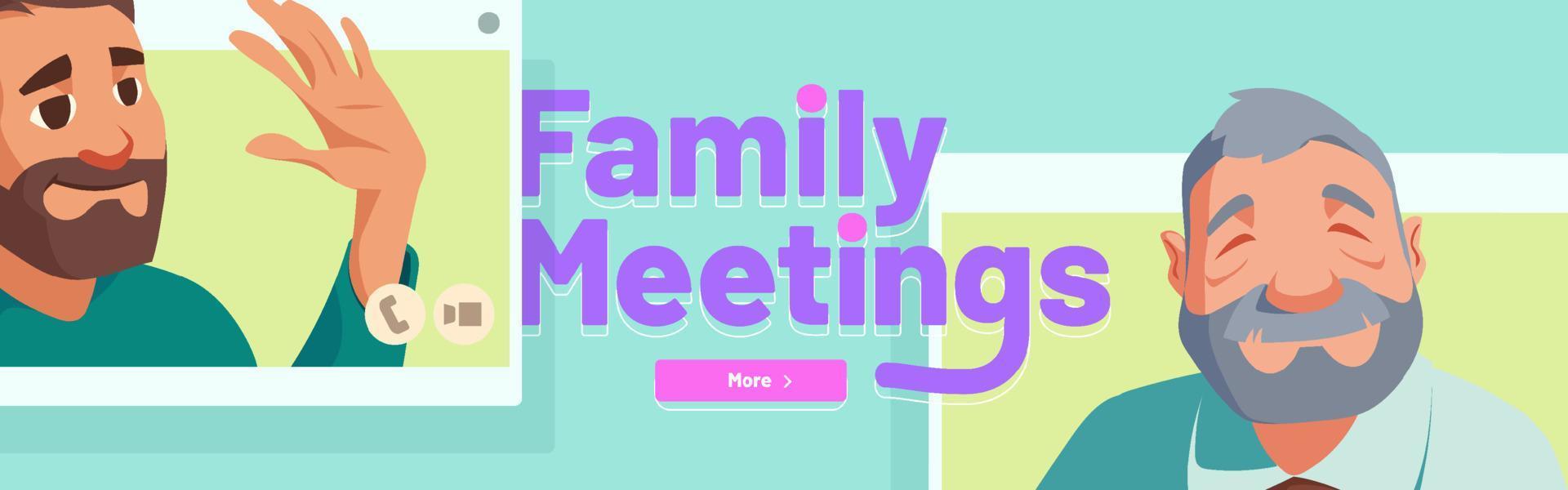 reunión familiar por banner de videollamada en línea vector