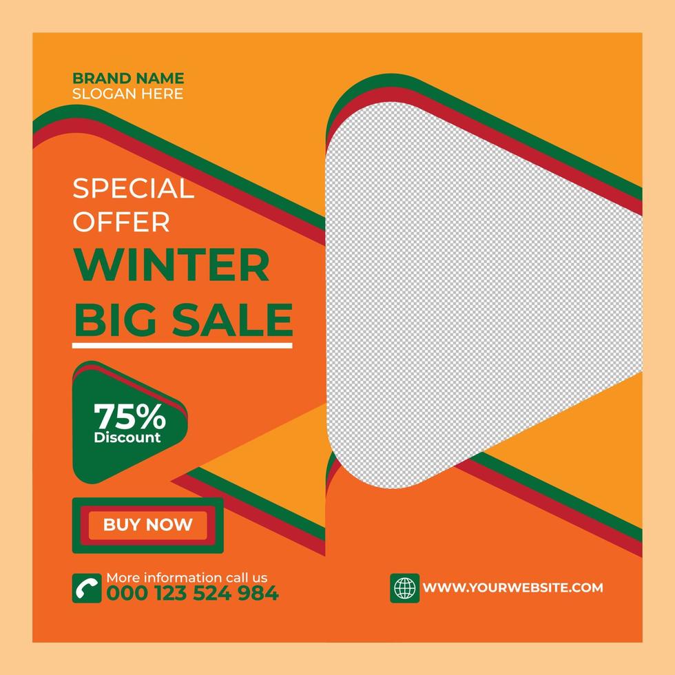 New collection winter big sale and social media post banner vector