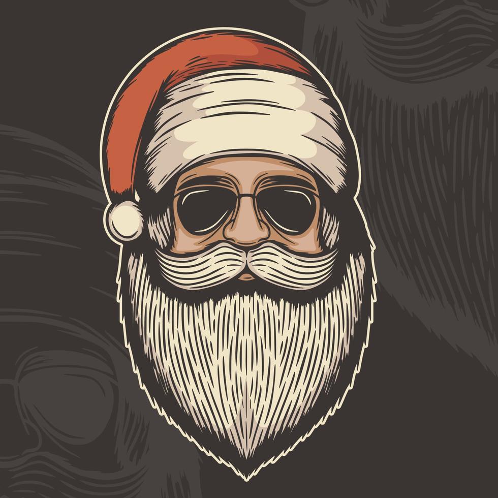 Hipster Santa Claus wearing Sunglasses, Merry Christmas Holiday vector