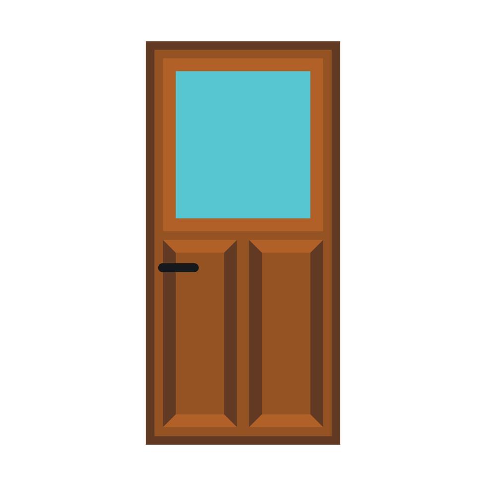 Icono de puerta de madera de apartamento interior, tipo plano vector