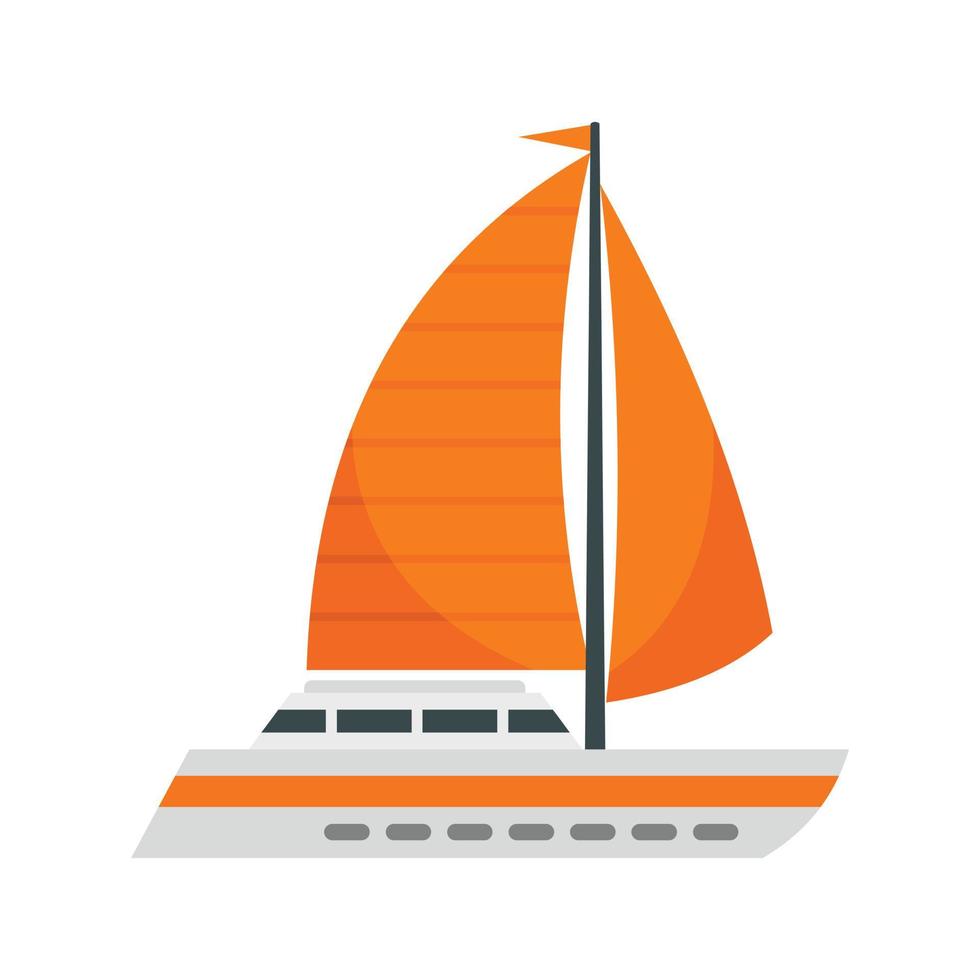 Sail ship icon, flat style vector
