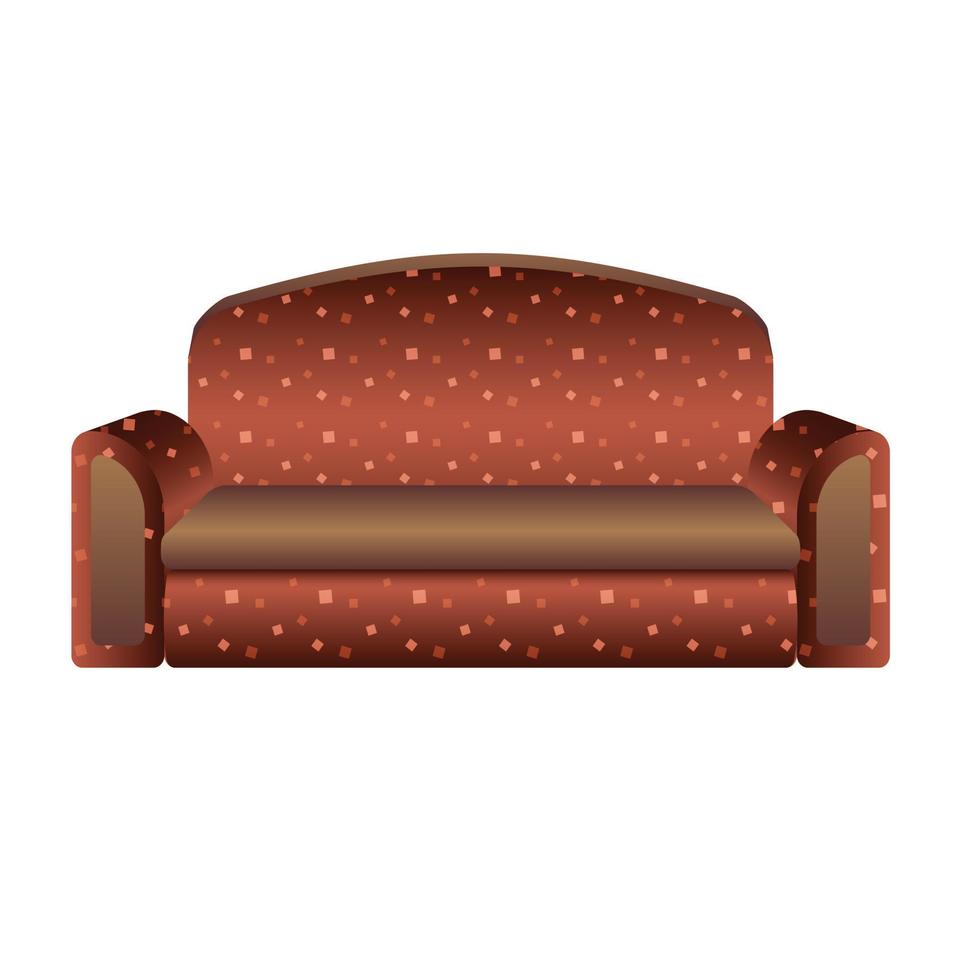 Red sofa icon, cartoon style vector