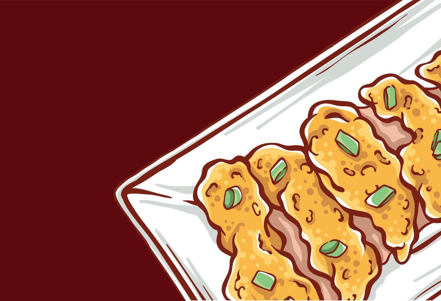 ilustración de primer plano de pollo frito de comida aislada en fondo rojo. restaurante pollo nugget comida dibujo vector diseño