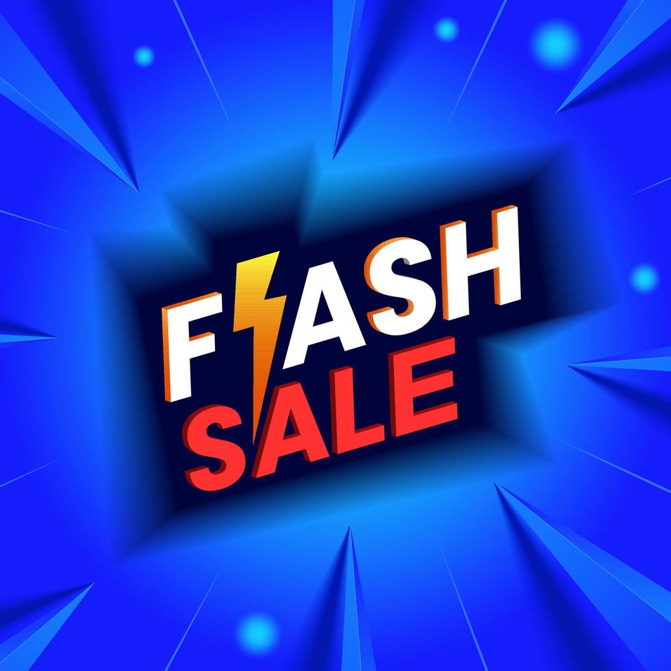 Flash Sale Shopping banner with orange flash icon and text on blue background .Flash Sales banner template design for social media and website. Special Offer Flash Sale campaign vector