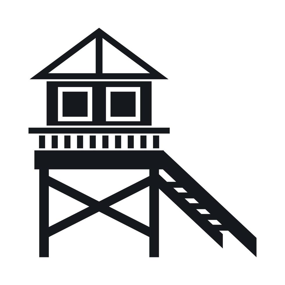 Wooden stilt house icon, simple style vector