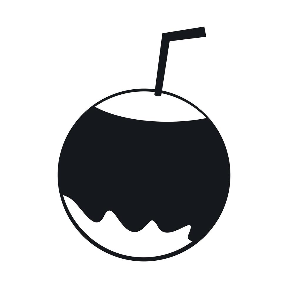 Coconut with straw icon, simple style vector