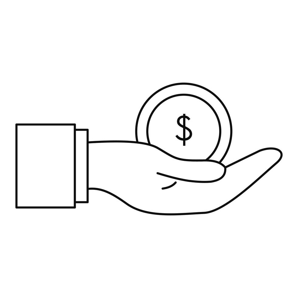 Bribery money coin icon, outline style vector