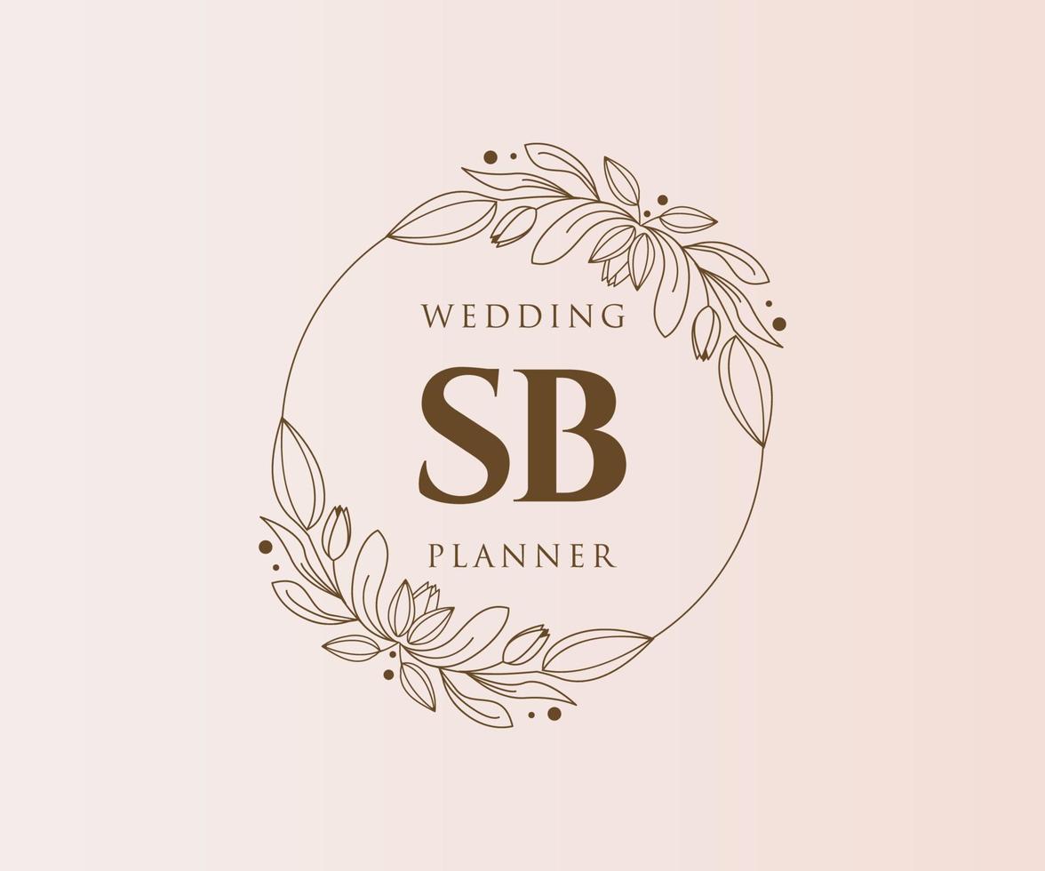 SB Initials letter Wedding monogram logos collection, hand drawn modern minimalistic and floral templates for Invitation cards, Save the Date, elegant identity for restaurant, boutique, cafe in vector