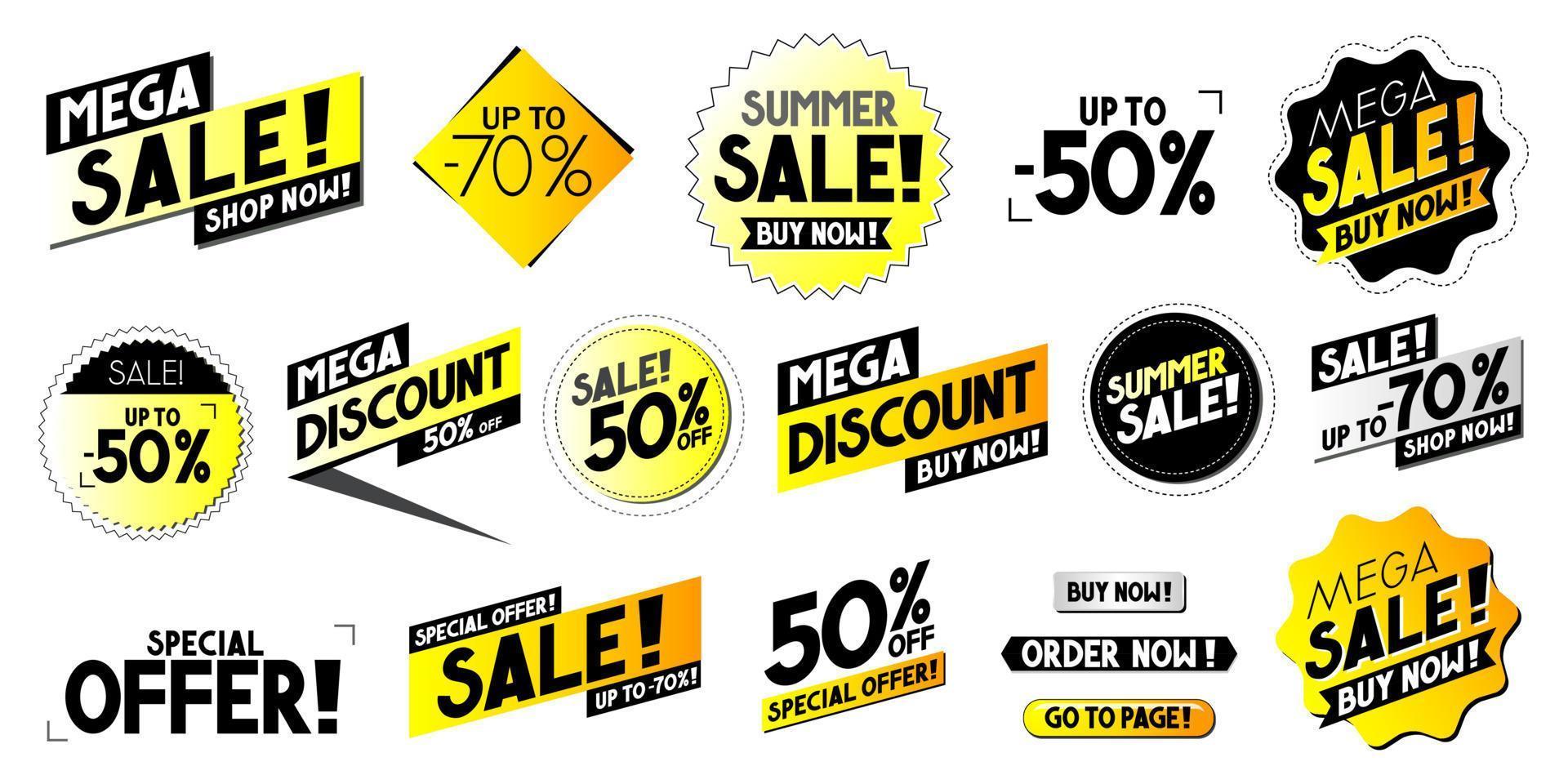 Set of Discount Elements Isolated on White Background vector