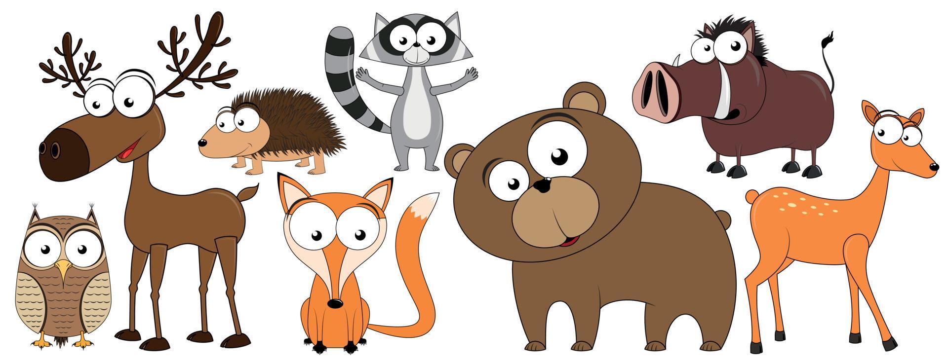 Group of Woodland Animals Isolated on White Background vector