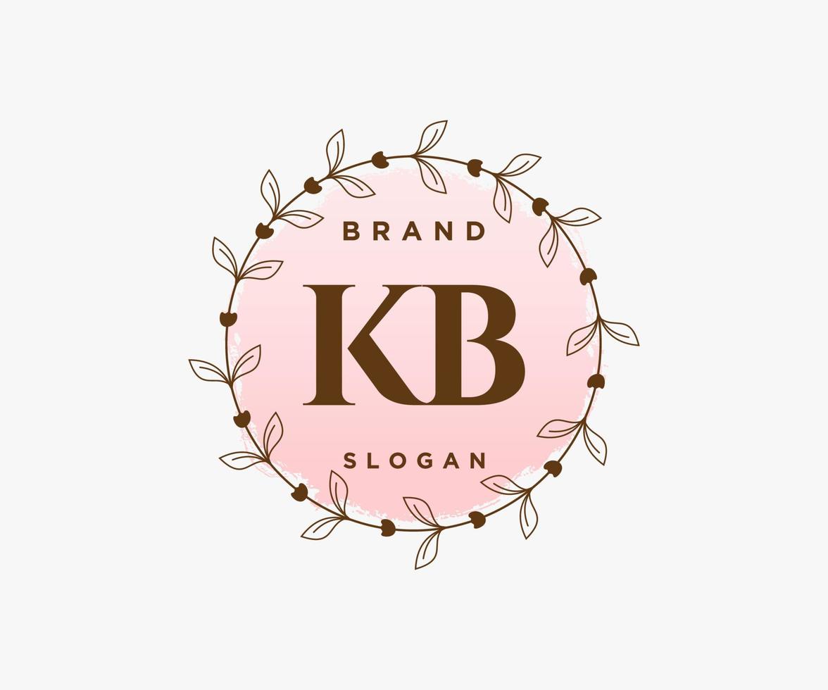 logotipo femenino kb inicial. utilizable para logotipos de naturaleza, salón, spa, cosmética y belleza. elemento de plantilla de diseño de logotipo de vector plano.