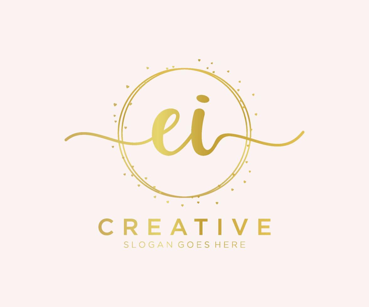 Initial EI feminine logo. Usable for Nature, Salon, Spa, Cosmetic and Beauty Logos. Flat Vector Logo Design Template Element.