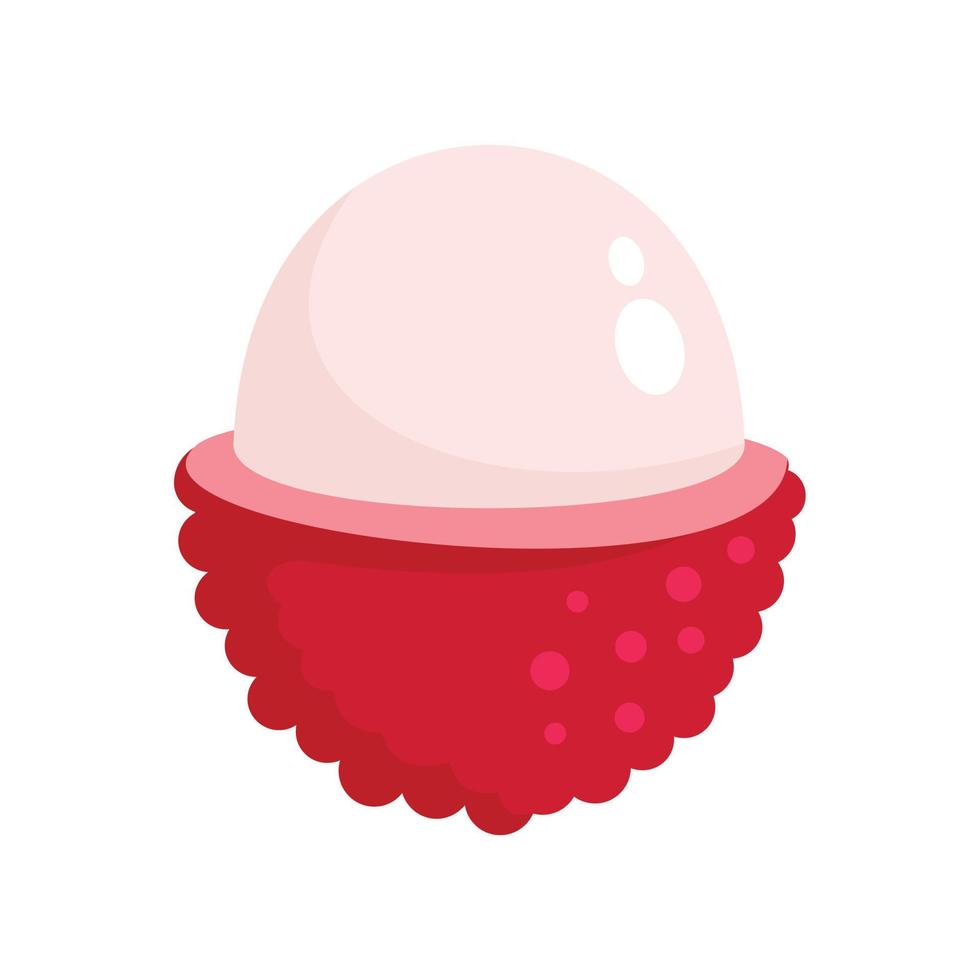 Half of lychees icon, flat style vector