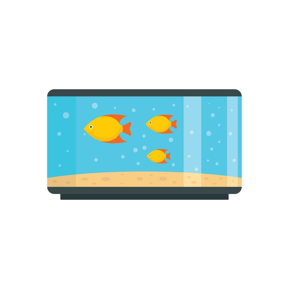 icono de acuario de peces caseros, estilo plano vector