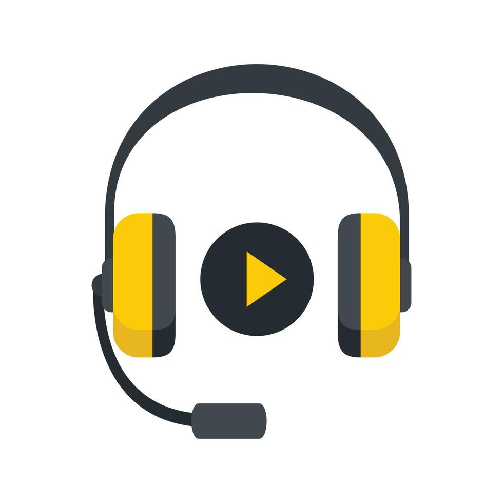 Headphones sound learning icon, flat style vector