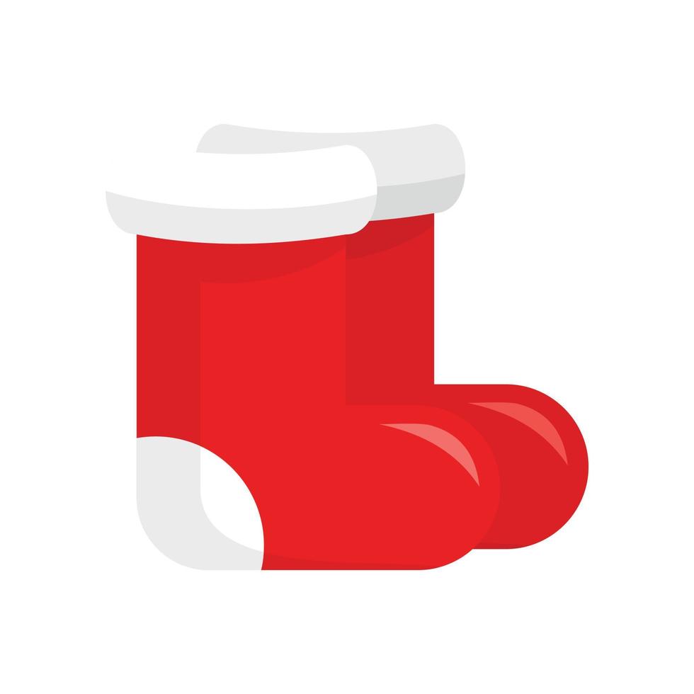 icono de zapatos rojos de santa, estilo plano vector