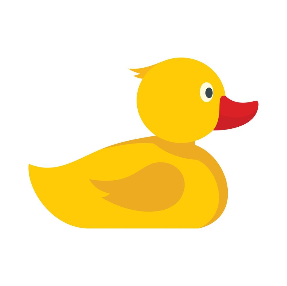 Yellow bath duck icon, flat style vector