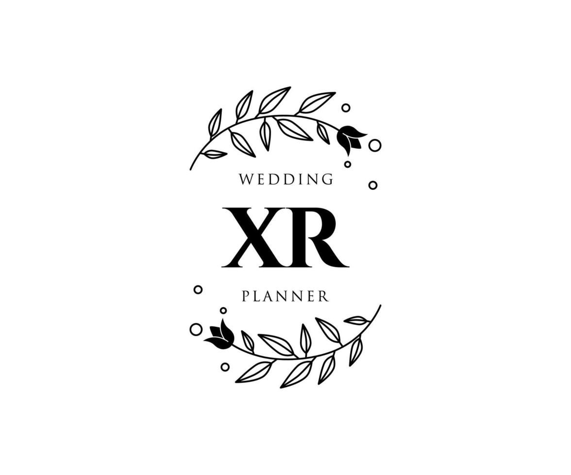 XR Initials letter Wedding monogram logos collection, hand drawn modern minimalistic and floral templates for Invitation cards, Save the Date, elegant identity for restaurant, boutique, cafe in vector