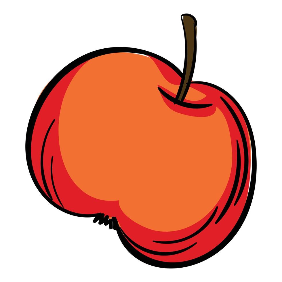 icono de manzana roja, estilo de dibujos animados vector