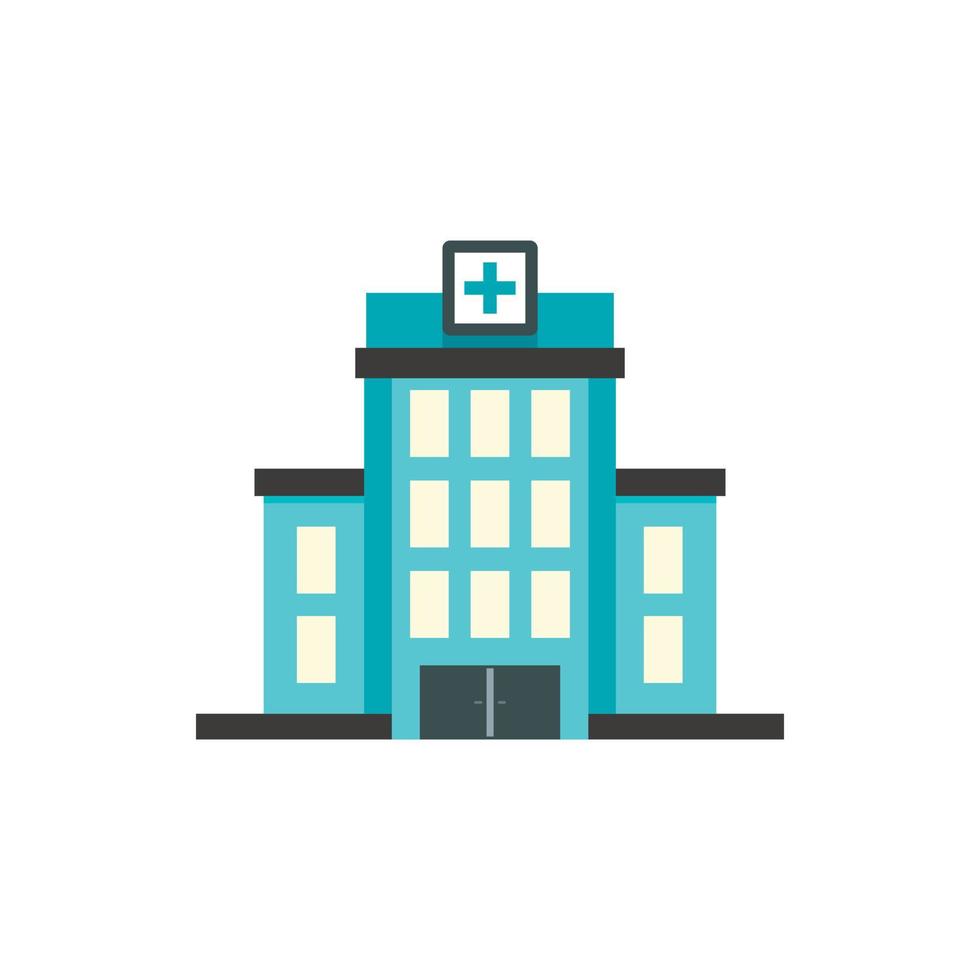 Hospital building icon, flat style vector