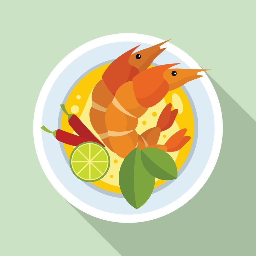 Boiled shrimp thai icon, flat style vector